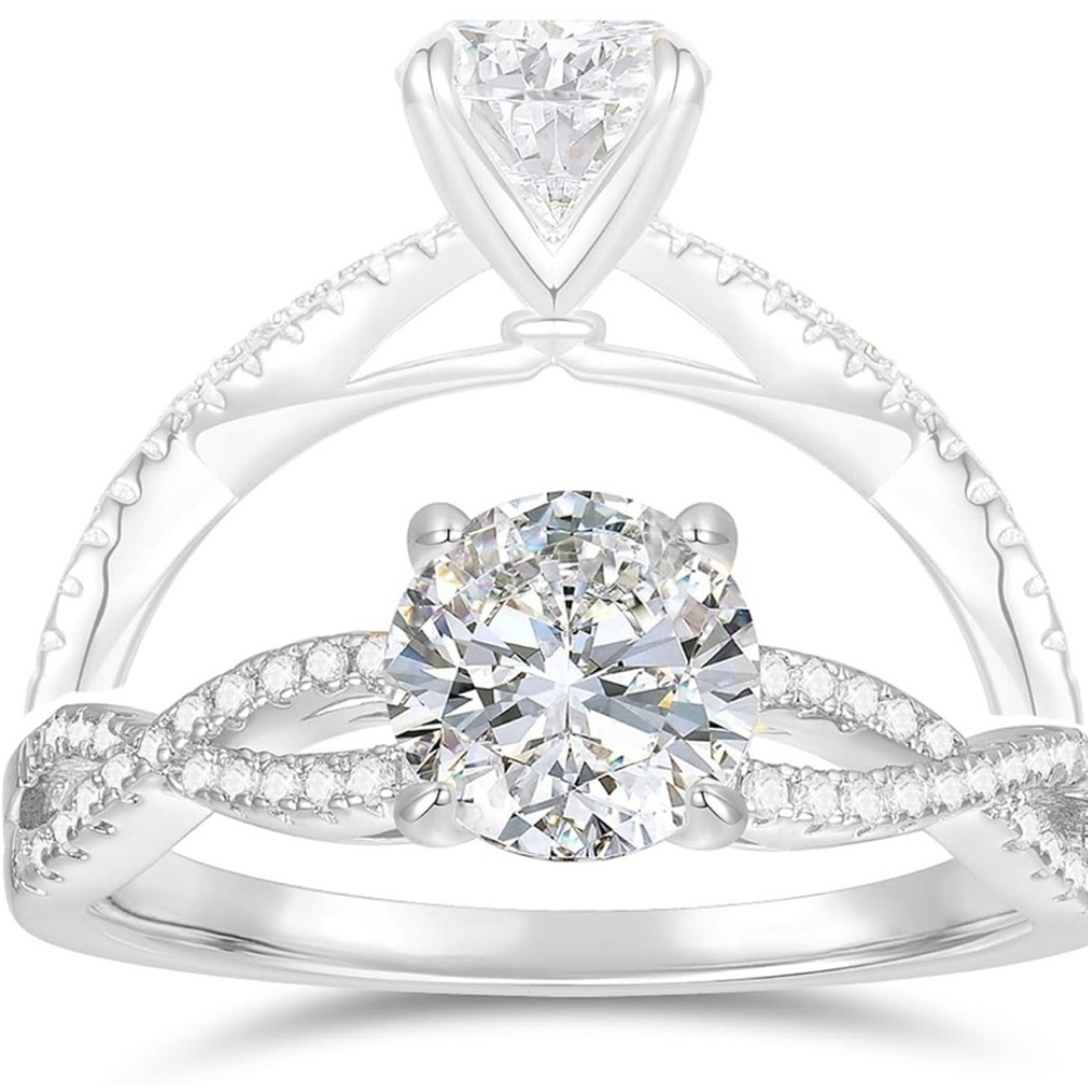 Moissanite Wedding Ring 14k White Gold 1.5 Ctw